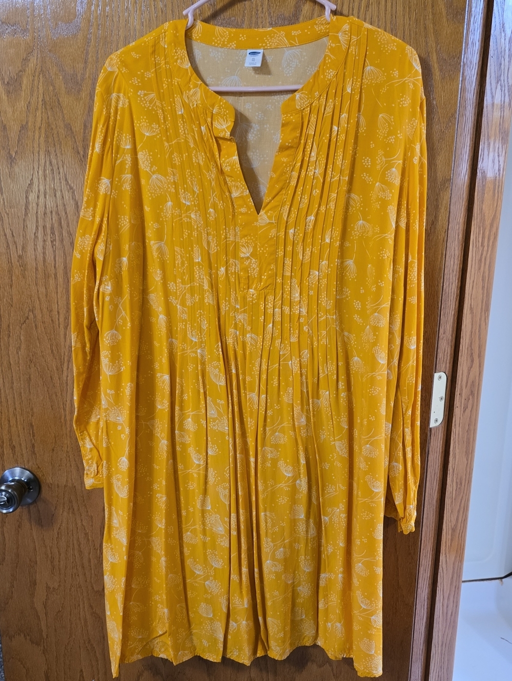 Yellow Floral Pleated Old Navy Women's Dress
